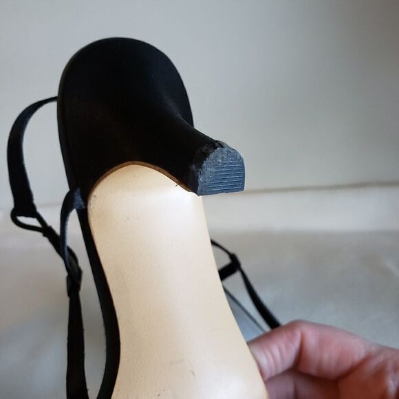 RSVP black satin heels with rhinestone acc… - Picture 7 of 9